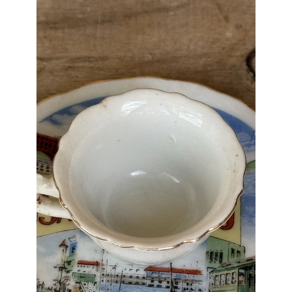 Vintage Small Souvenir Plate‎ And Teacup SAN FRANCISCO Gold Trim